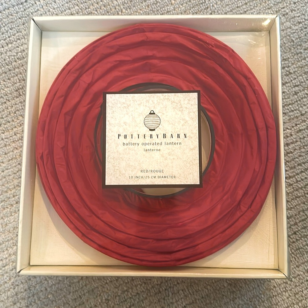 Pottery Barn Lantern Red Battery Operated